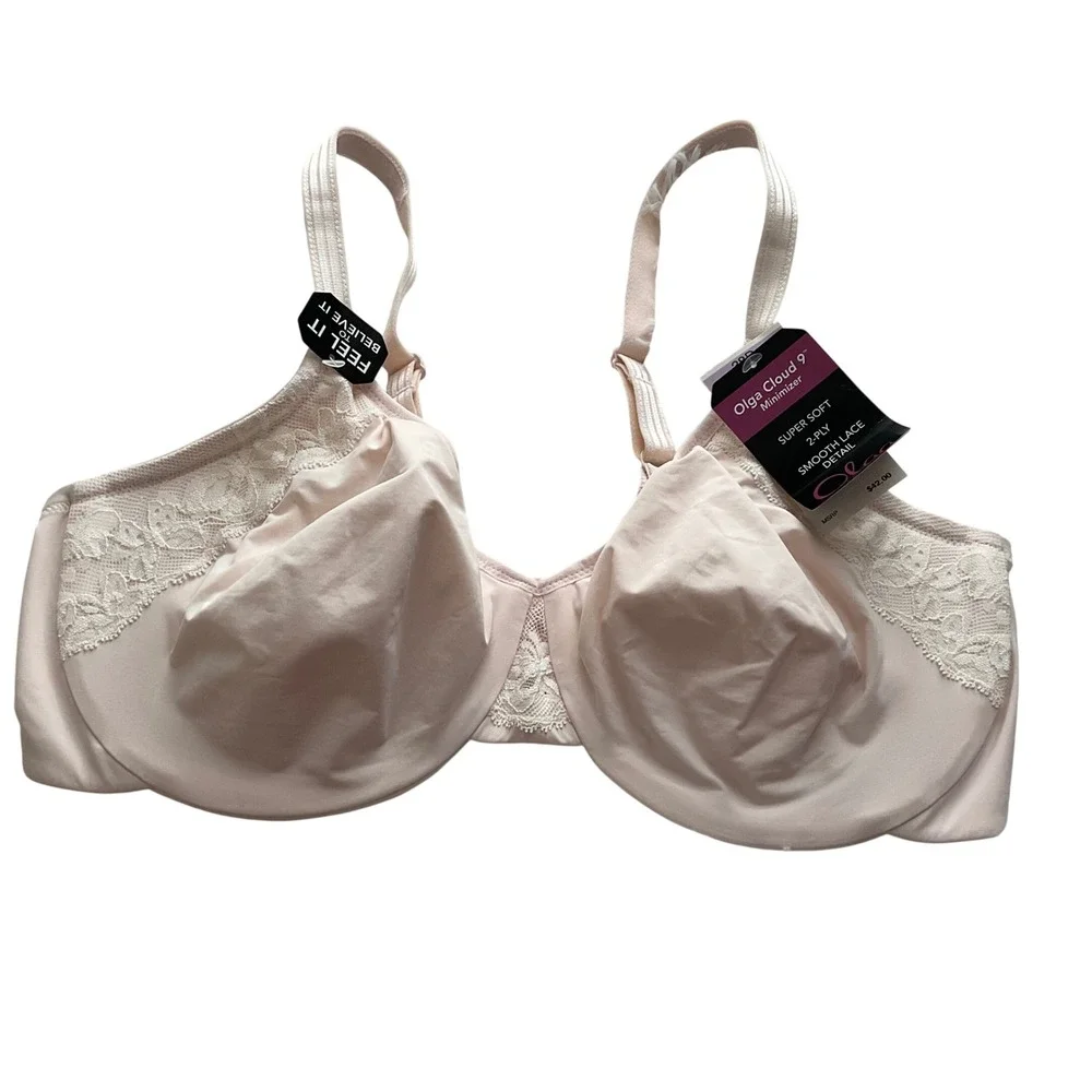 Olga Cloud 9 Minimizer Super Soft Lace Detail Bra - Size 38D - NEW